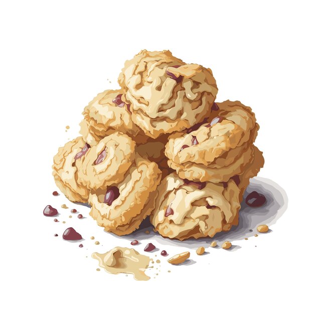 Vector watercolor vector frittelle pastry clipart editable white background