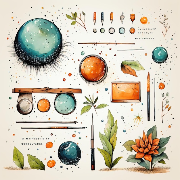 Vector watercolor vector grunge poster elements on white backgroun