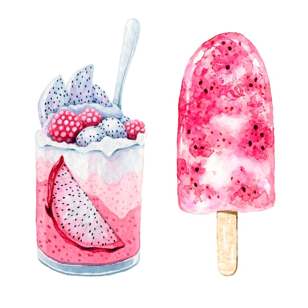 Watercolor vector icecream set