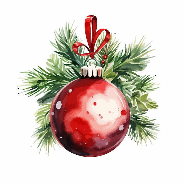 Watercolor vector illustration of a Christmas balls