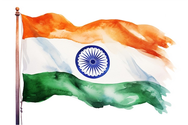 watercolor vector illustration of indian flag isolate on white background