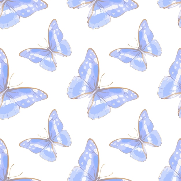 Vettore illustrazione vettoriale dell'acquerello del modello senza cuciture con le farfalle