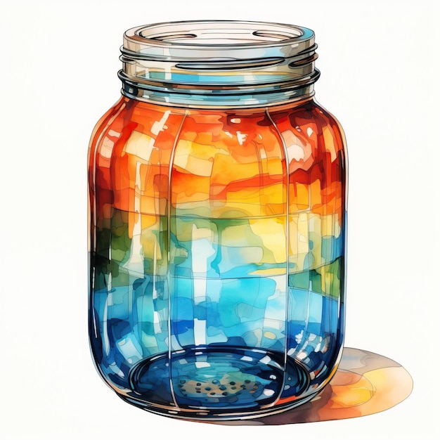 Watercolor Vector Jar Vector On White Background