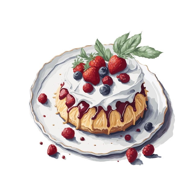 Watercolor vector Joulutorttu pastry clipart editable white background