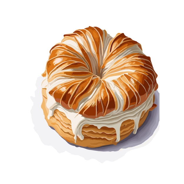 Watercolor vector KouignAmann pastry clipart editable white background