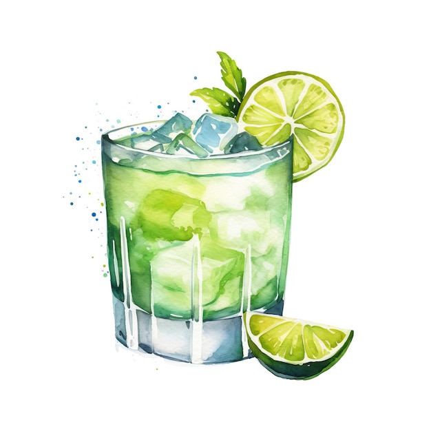 Vector watercolor vector margarita on white background