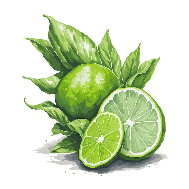 Acquerello vettore frutta di lime messicana clipart modificabile