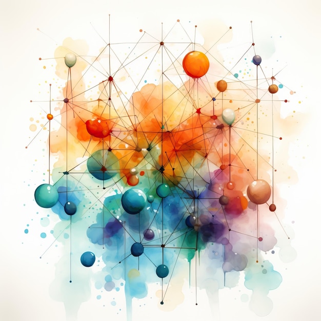 Watercolor vector network design on white background