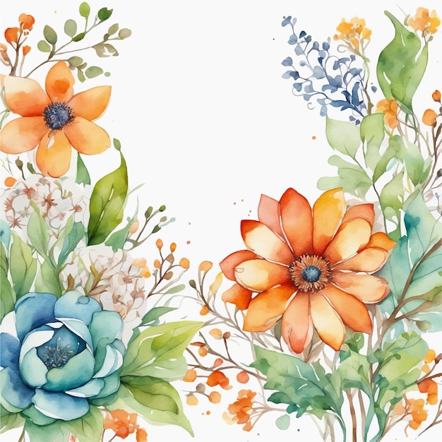 Watercolor vector painting set of floral decorative frames