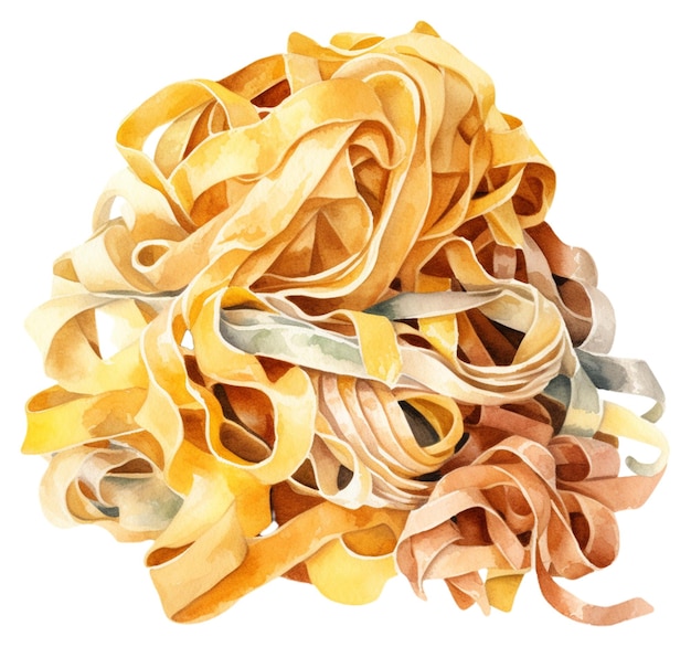 Vettore vettore dell'acquerello spaghetti dell'acquerello disegnato a mano di vettore della pasta