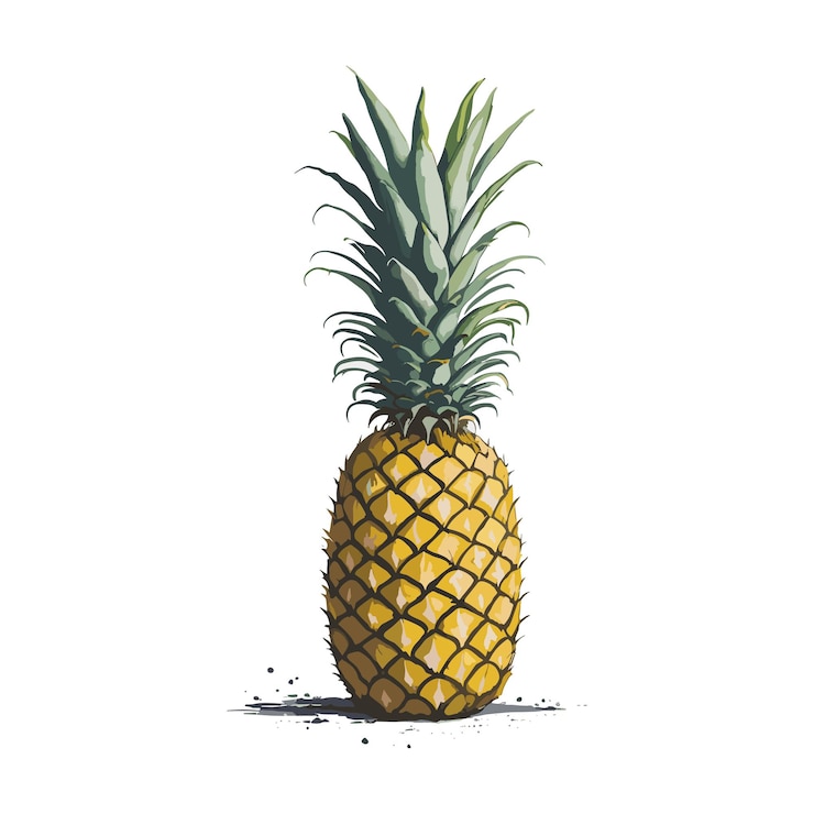 Vector watercolor vector pineapple clipart editable white background
