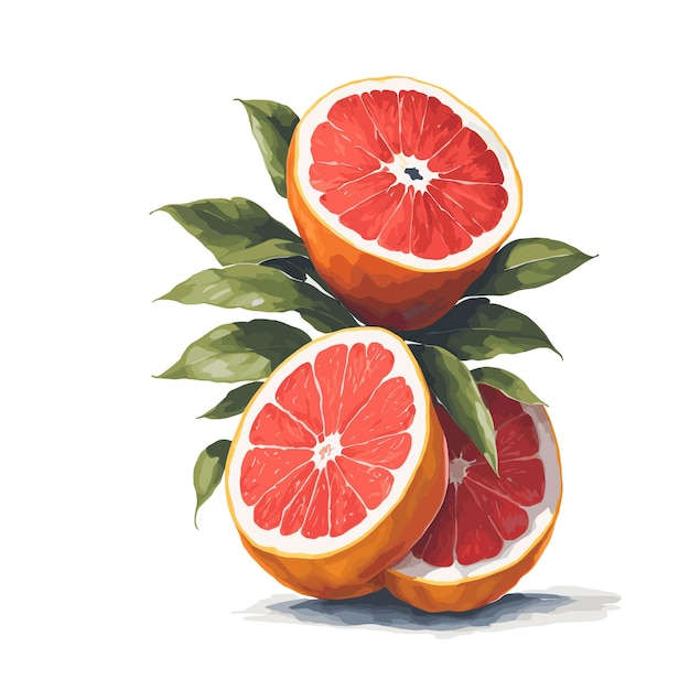 Watercolor vector rio red grapefruit pastry clipart editable white background