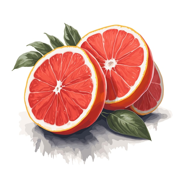 Vector watercolor vector rio red grapefruit pastry clipart editable white background