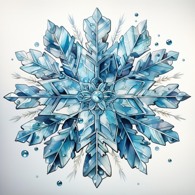 Watercolor vector snowflake vector on white background