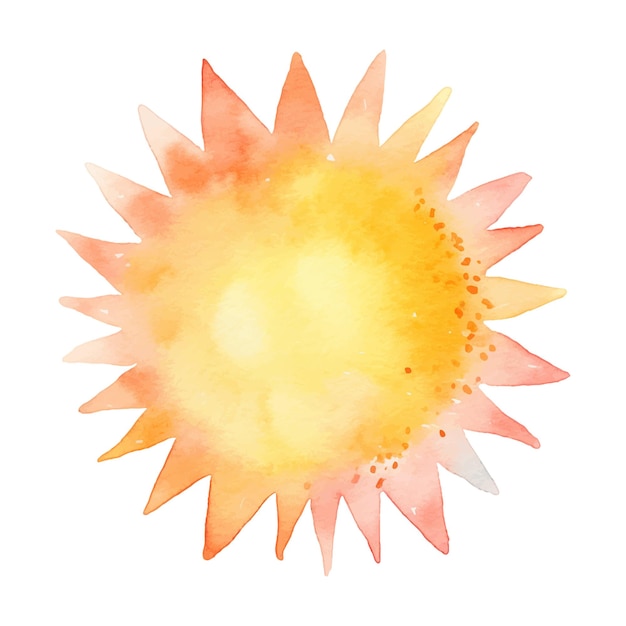 수채화 벡터 태양 떠오르는 태양 일몰 불 색상 둥근 모양 수채화 얼룩 클립 아트 이미지
