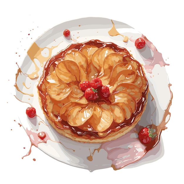 水彩ベクトル タルト タタン菓子クリップアート編集可能な白い背景