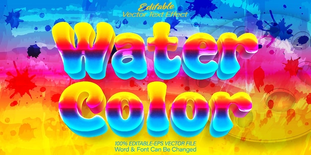 Vettore watercolor vector text effect editable alphabet drawing colorful paint art rainbow brush