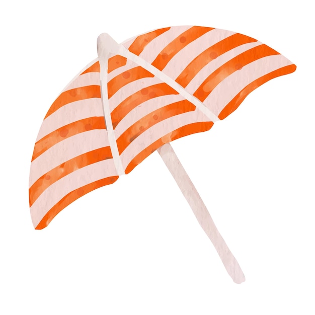 Вектор Акварель вектор зонтик пляж оранжевые полоски