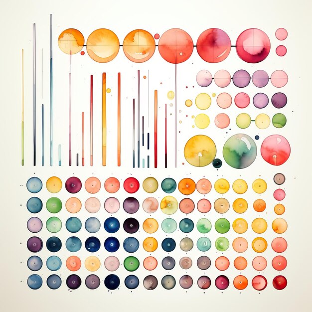 Vector watercolor vector user interface elements on white backgrou