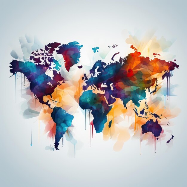 Vector watercolor vector world map vector on white background