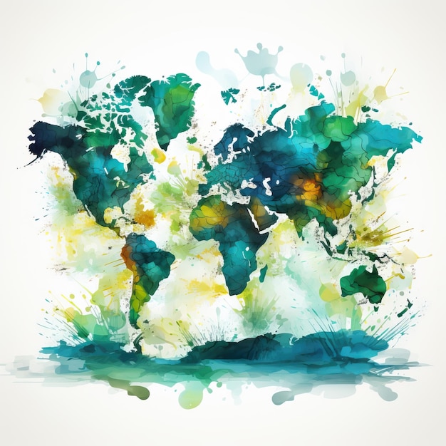 Vector watercolor vector world map vector on white background