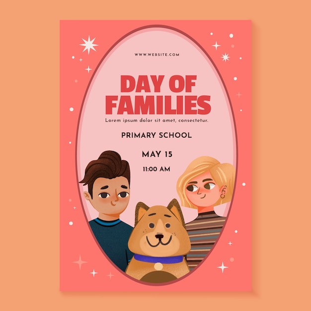 Watercolor vertical poster template for international day of families