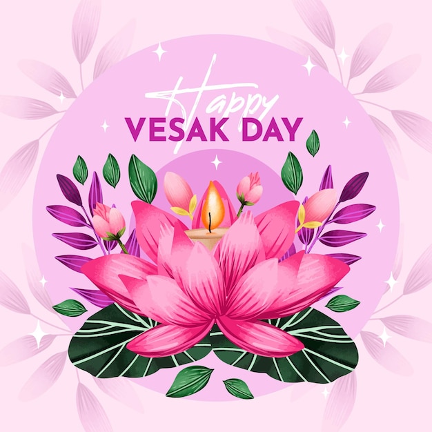 Watercolor vesak day illustration