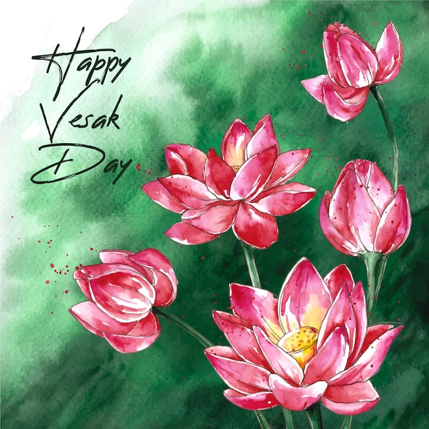 Watercolor vesak day illustration