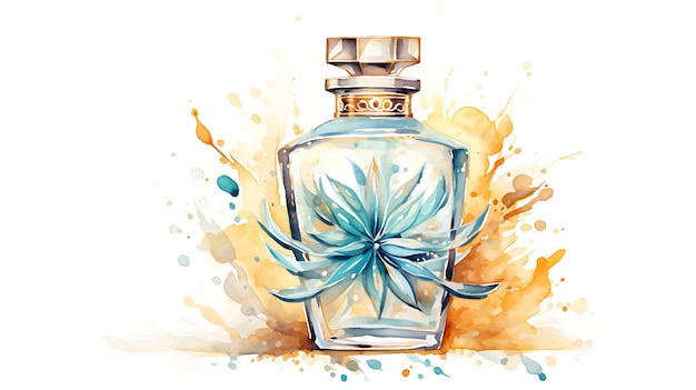 Watercolor vintage aroma luxury bottle