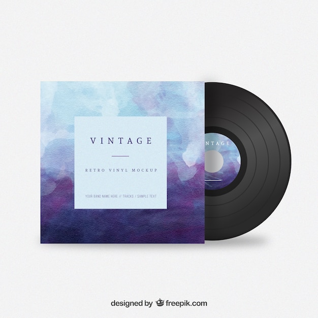 Vector watercolor vintage vinyl