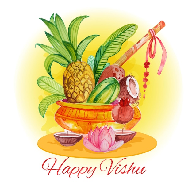 Watercolor vishu illustration