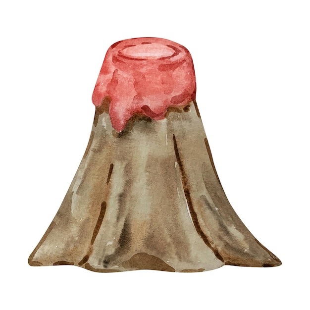 Watercolor volcano with magma