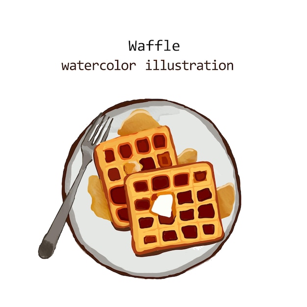 Vector watercolor waffle illustration