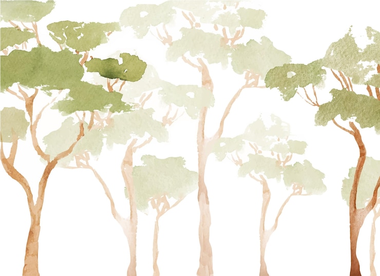Vector watercolor wallpaper for kids in children room trees backgrond illustration