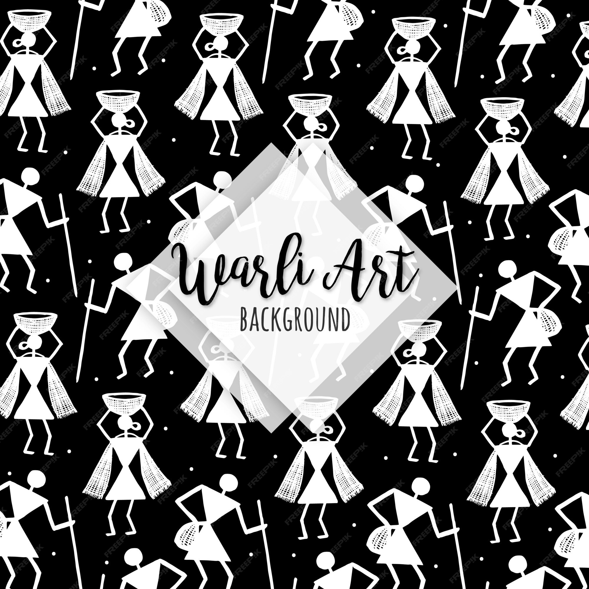 Premium Vector | Watercolor warli art pattern background