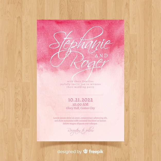 Watercolor wedding card template