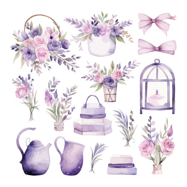 Watercolor wedding clipart set Handpainted illustrations