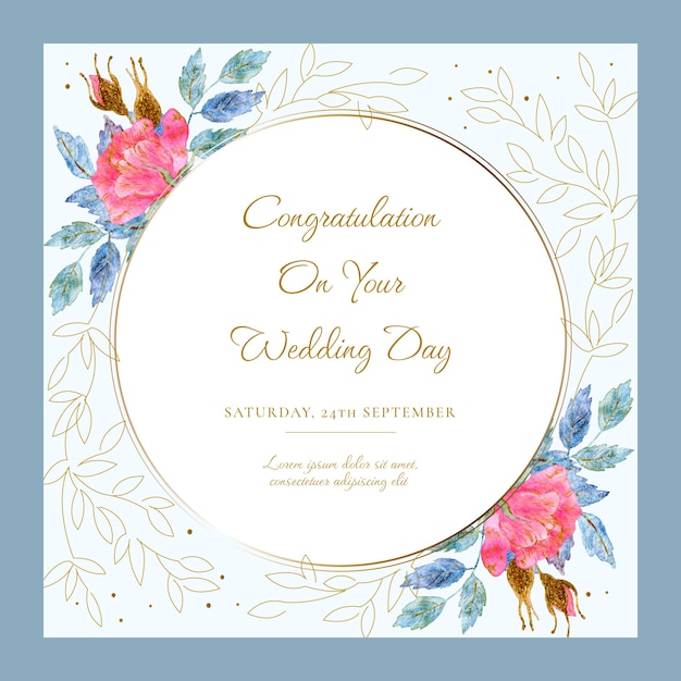 Vector watercolor wedding congratulations card