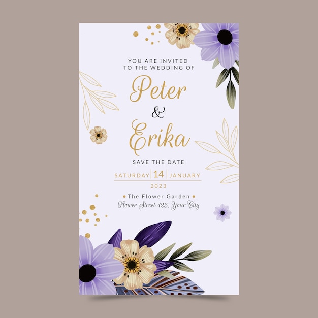 Watercolor wedding digital invitation