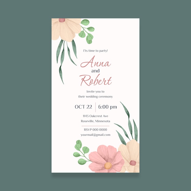 watercolor wedding digital invitation