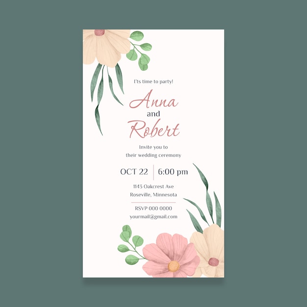 Watercolor wedding digital invitation