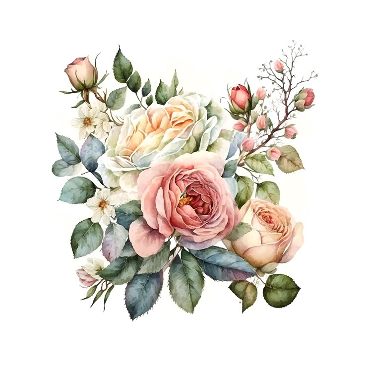 Premium Vector | Watercolor wedding floral bouquet illustration blush ...