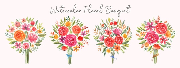 Watercolor wedding floral bouquets collection