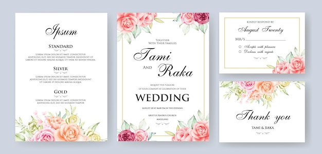 Vector watercolor wedding floral card frame