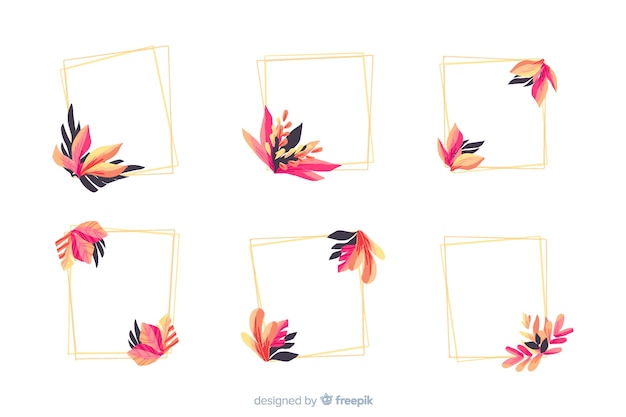 Watercolor wedding frame logos collection