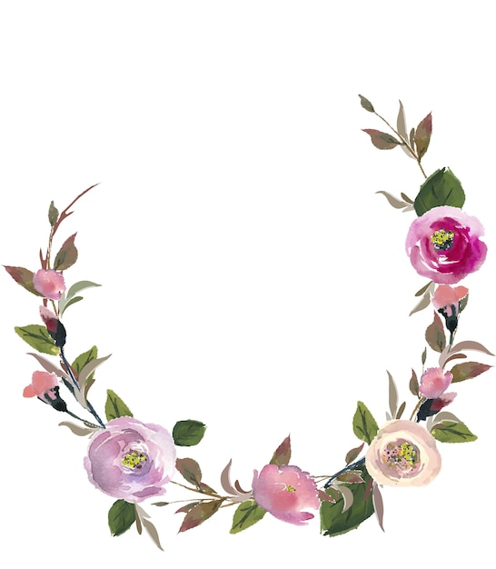 Watercolor wedding frame wreath 