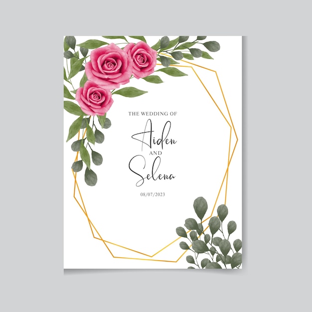 Watercolor wedding invitation card design