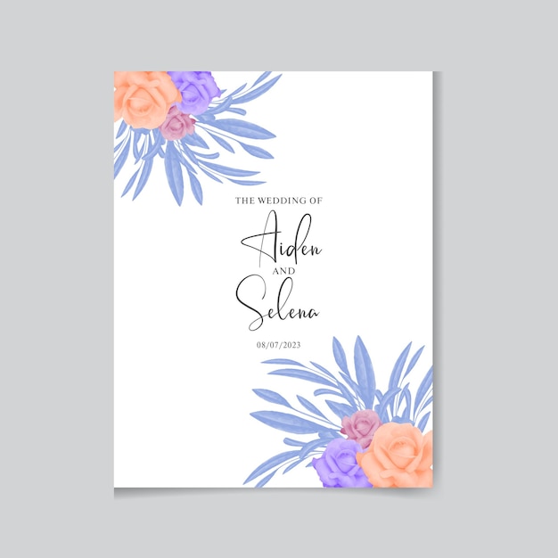 水彩の結婚式の招待カードのデザイン