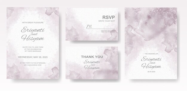 Watercolor wedding invitation card set