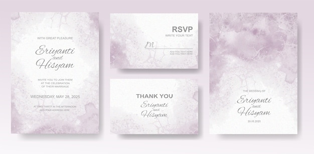 Watercolor wedding invitation card set